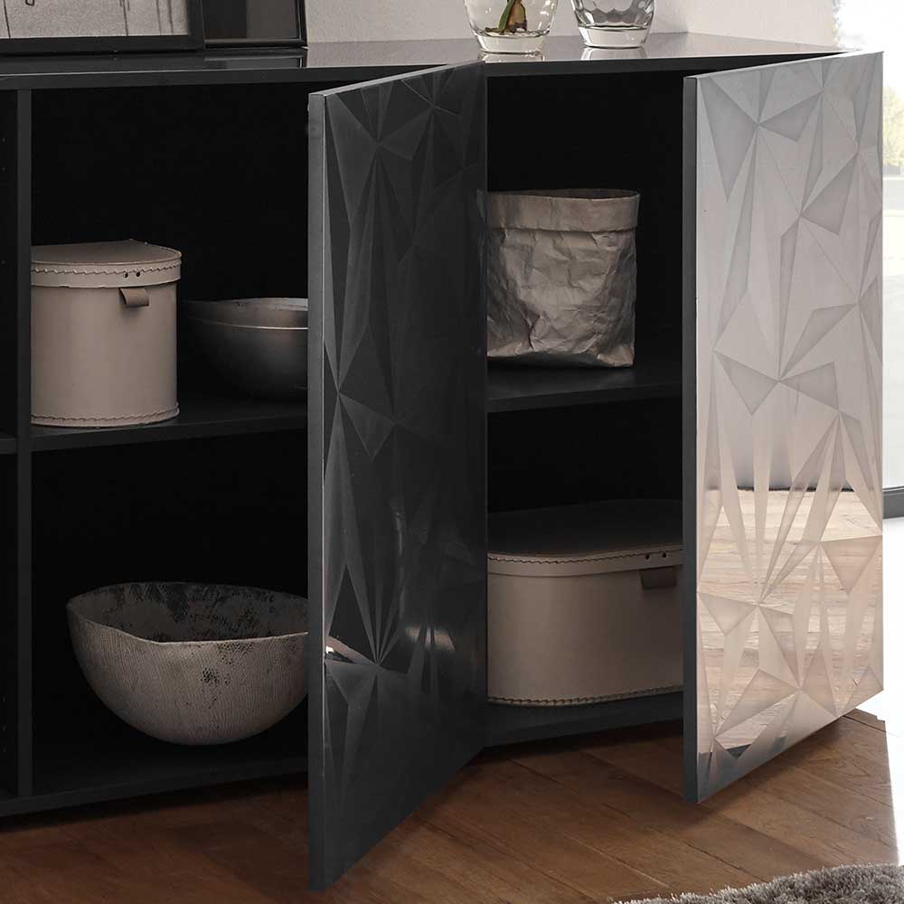 Hochglänzendes Designsideboard in Anthrazit - Kuriasna