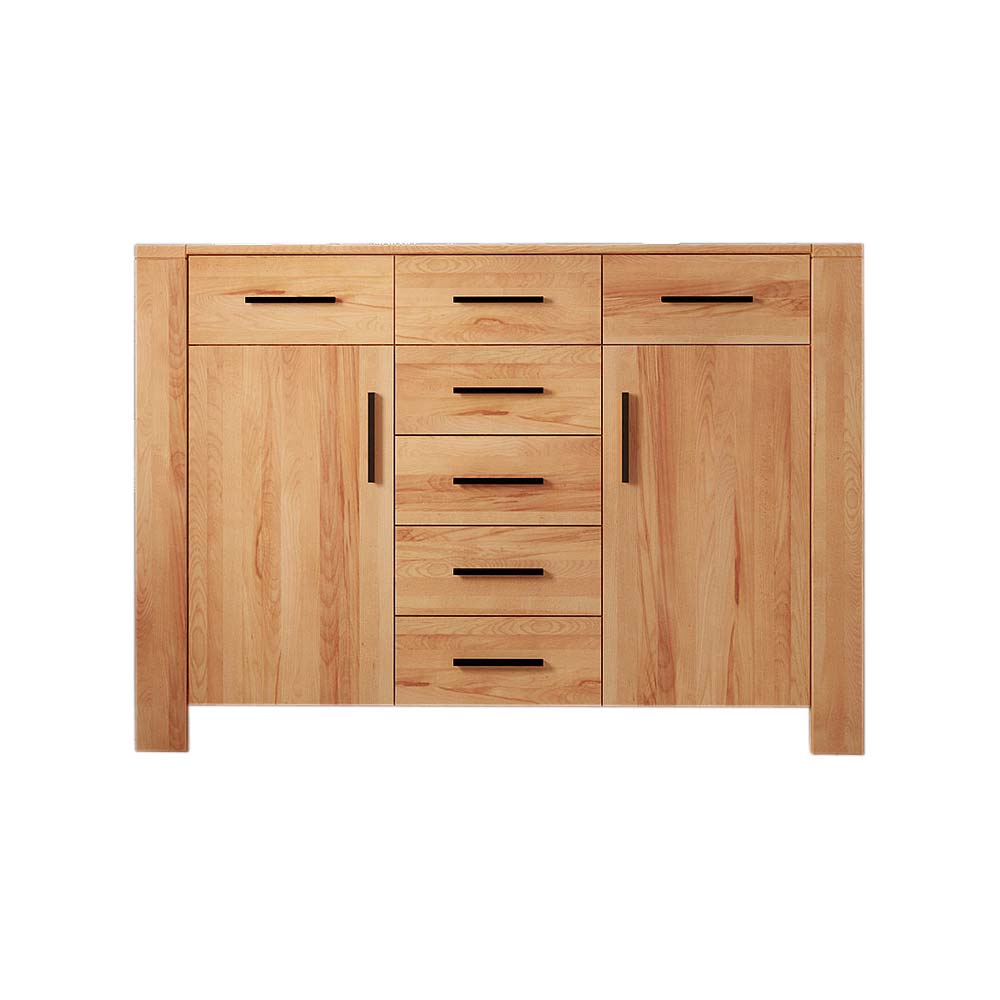 Sideboard aus Kernbuche Massivholz mit zwei Türen und acht Schubladen in Naturholzoptik – Mosniak