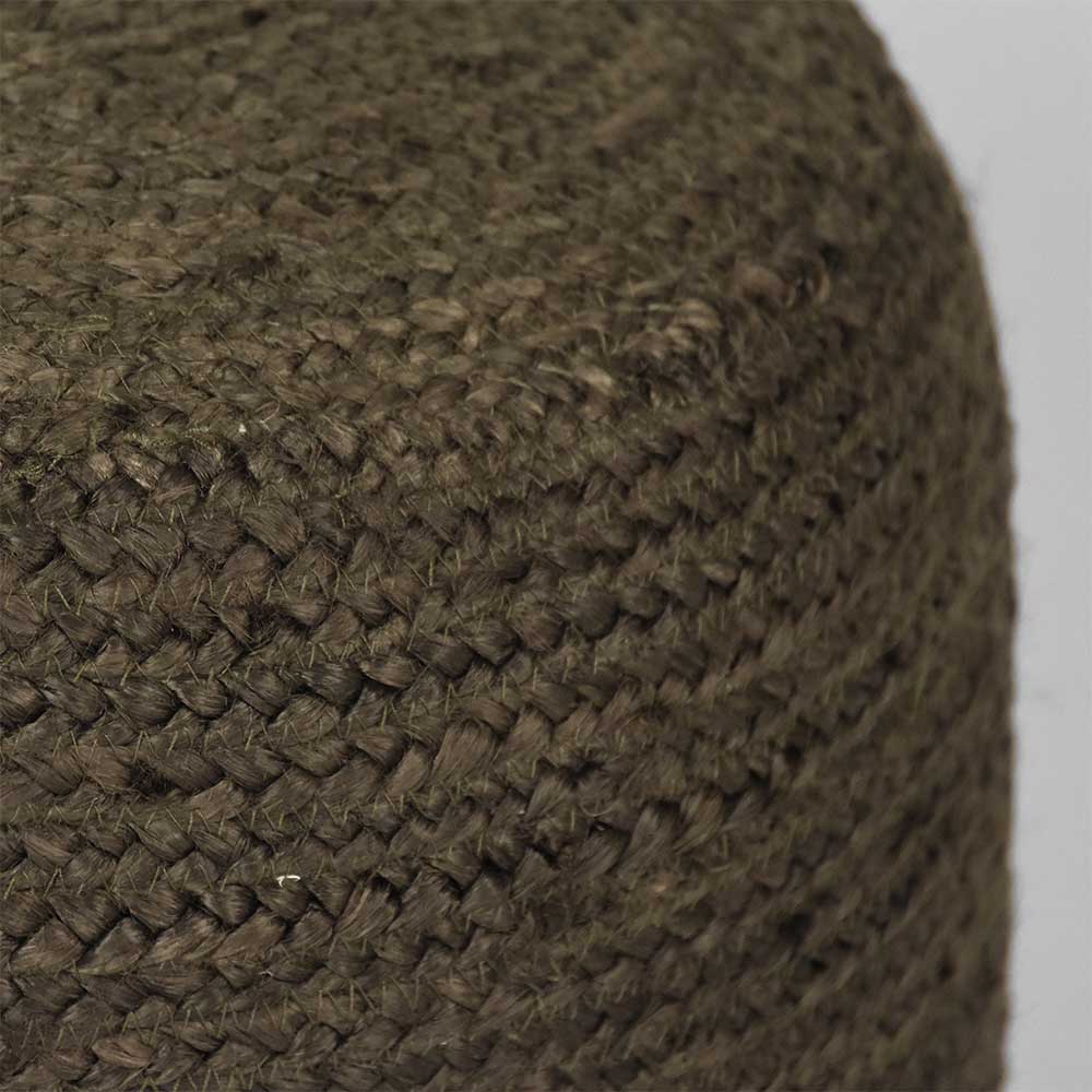 Pouf Hocker in Oliv Grün aus Jute - Delius