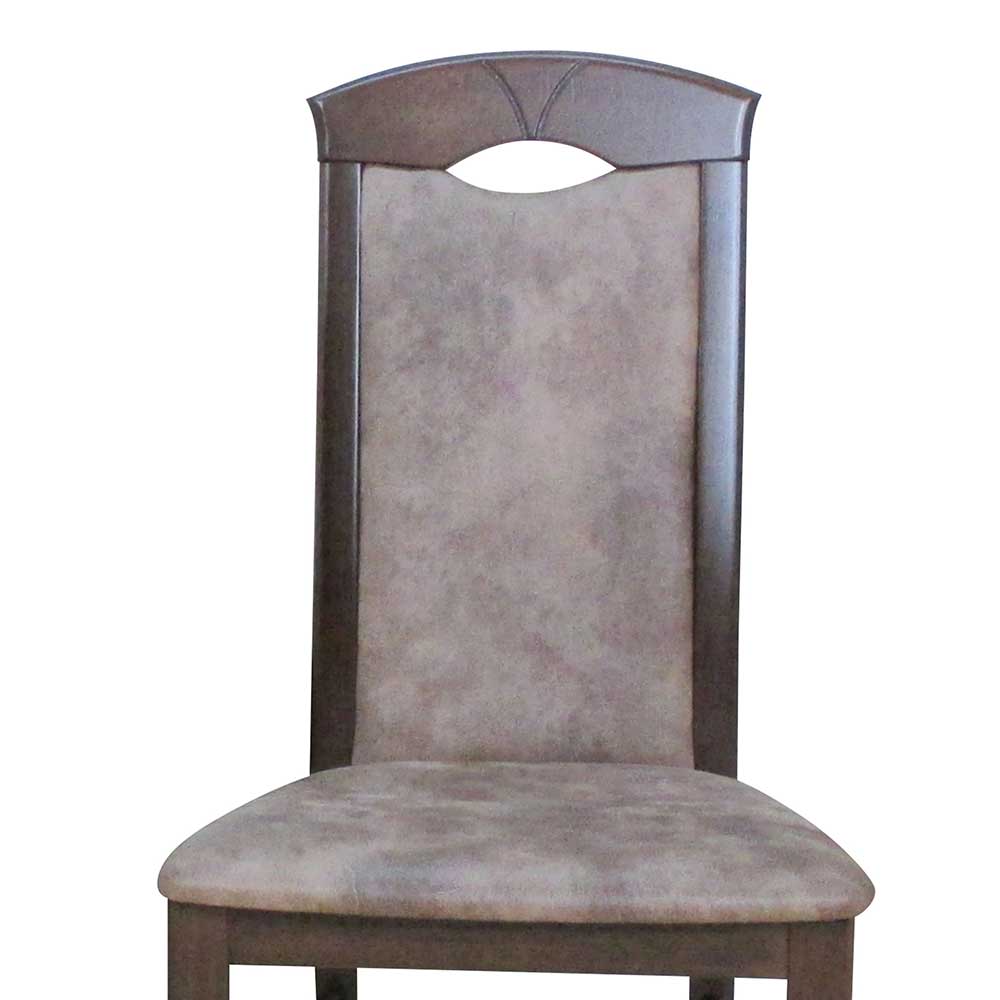 Braune Esszimmer Stühle Comta mit Microfaser Vintage Look (2er Set)
