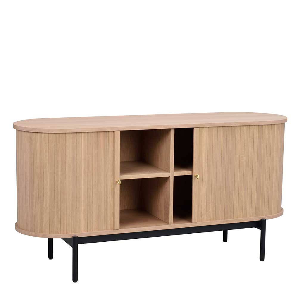 Offene Holzkommode mit Lamellentüren und zwei Innenfächern für Stauraum – Troyes
