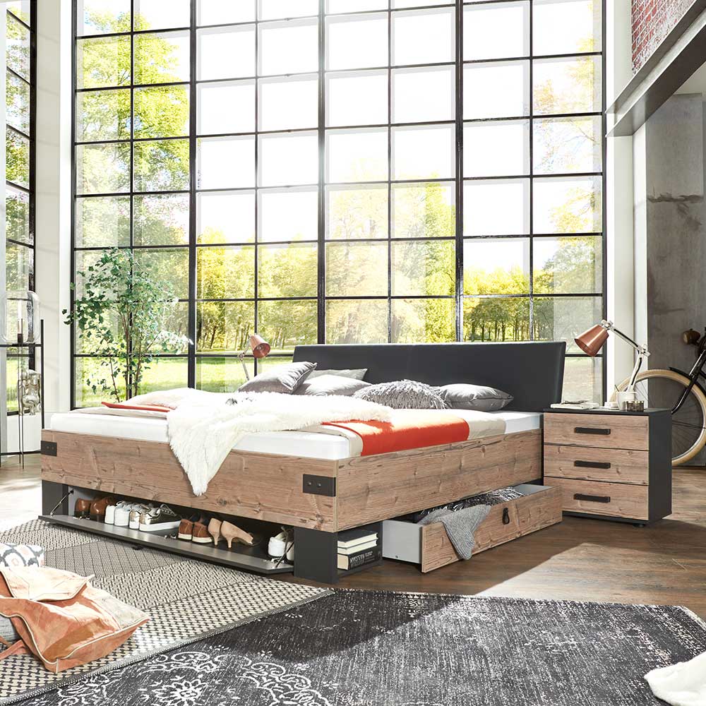 Stauraumbett in Tanne Holzoptik - Ardila