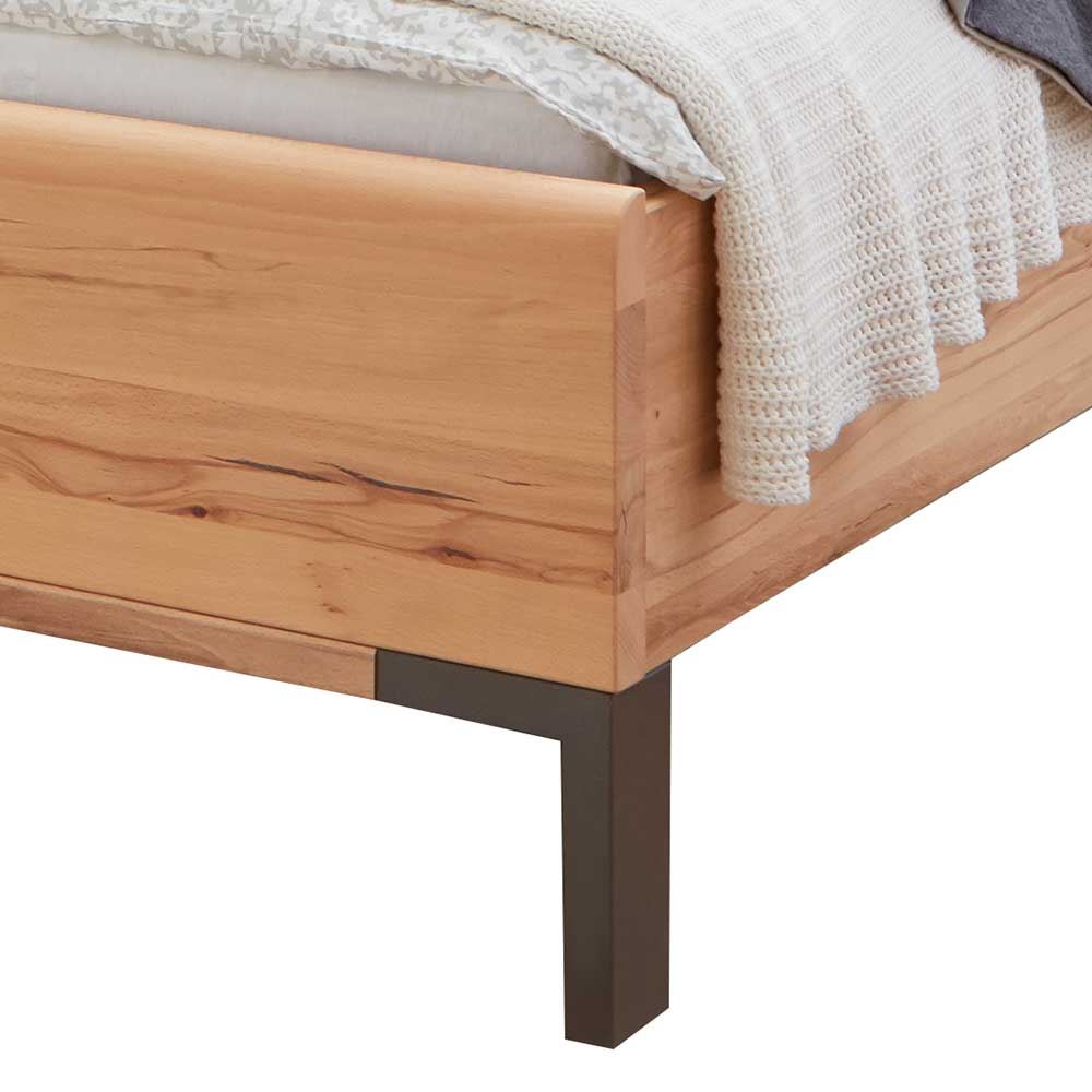 Kernbuche Designbett mit Kunstleder Kopfteil - Krofun