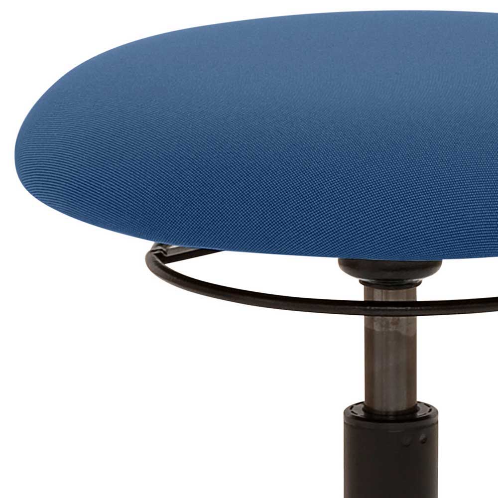 Runder Office Hocker in Blau mit Schwarz - Tyramus