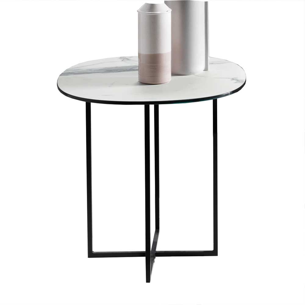 Marmoroptik Beistelltisch mit Glasplatte - Barstro