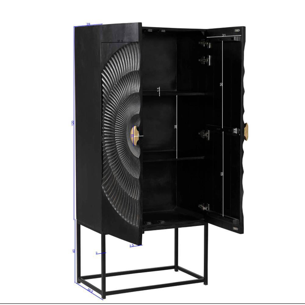 Design Highboard in Schwarz und Gold - Oglio