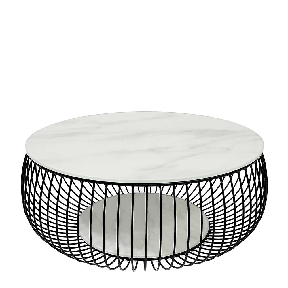 Couchtisch mit Glasplatte in Marmoroptik - Ecdo