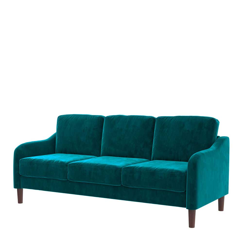 3-Sitzer Couch in Dunkelgrün Samtbezug - Cosmina