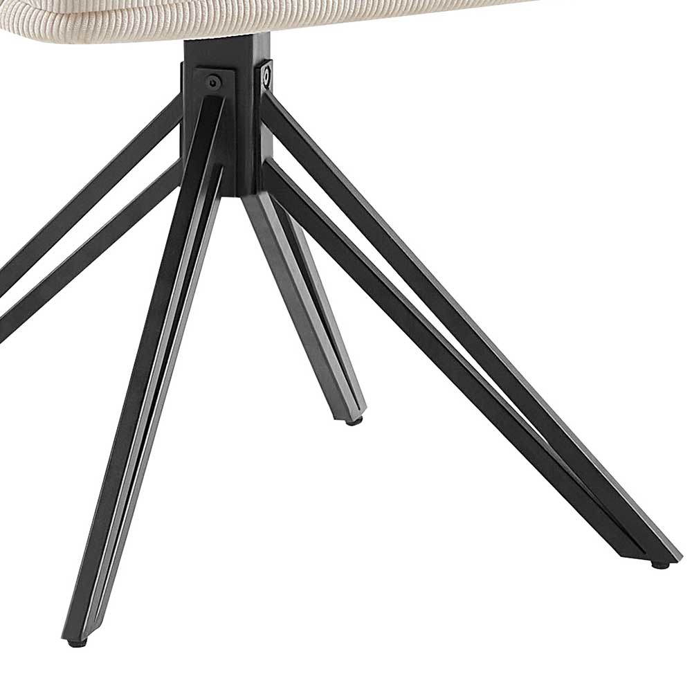 Moderner Cord Tischsessel in Creme - Oona (2er Set)