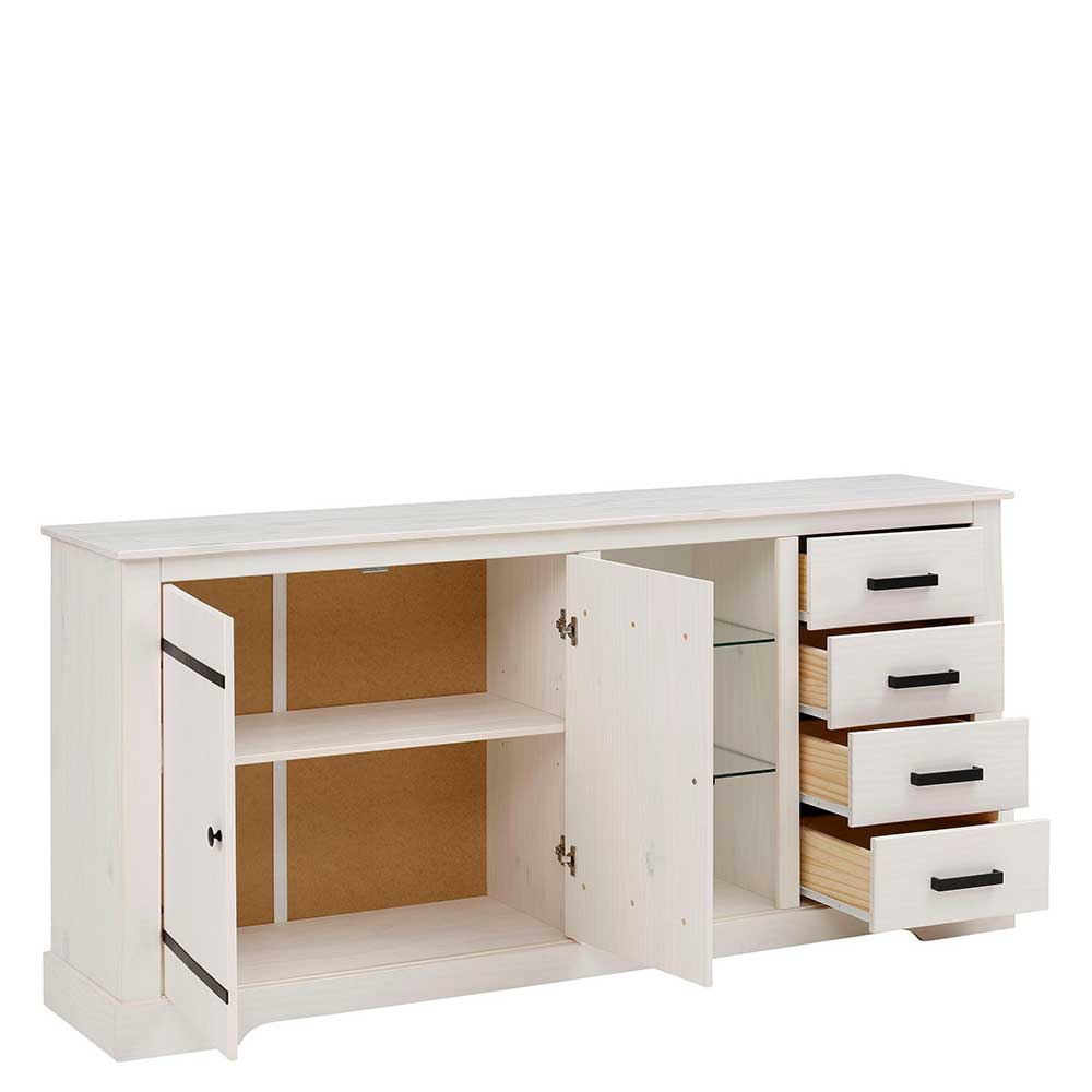 Design Sideboard in Weiß mit Schwarz - Manduza