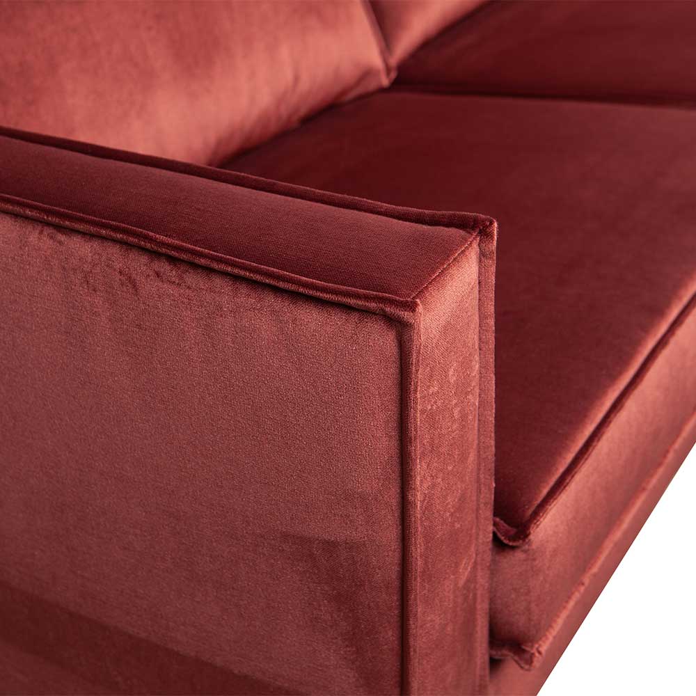 Retro Stil Polstersofa in Rotbraun Samt - Enzing