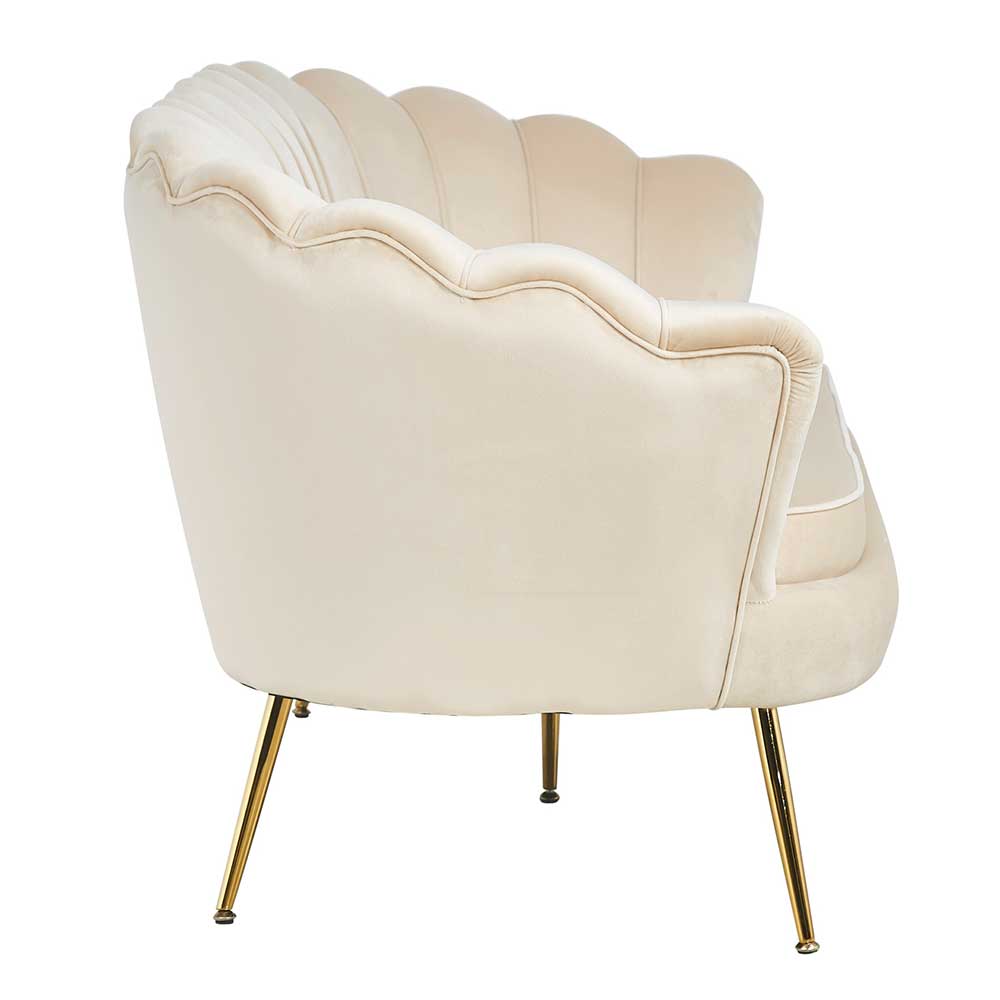 Retrosofa Dreisitzer in Beige & Gold - Calls