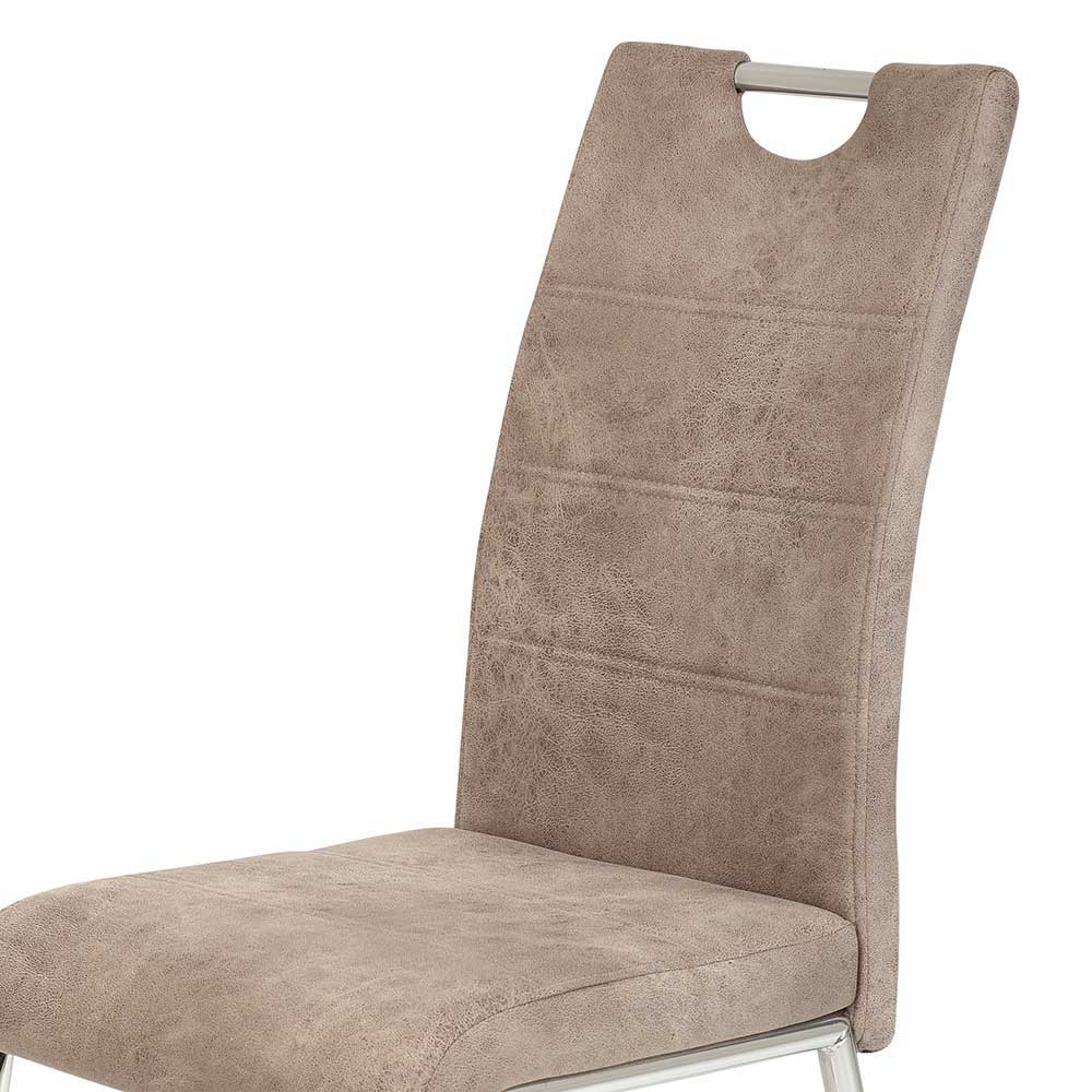 Esstisch Stühle in Beige Microfaser - Fiona (Set)