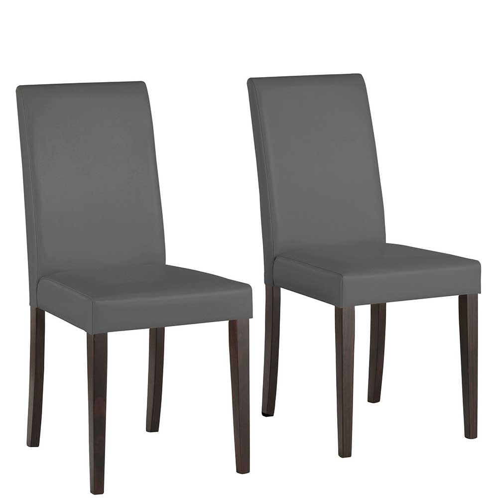 Kunstleder Stühle in Grau mit Wenge - Burina (2er Set)