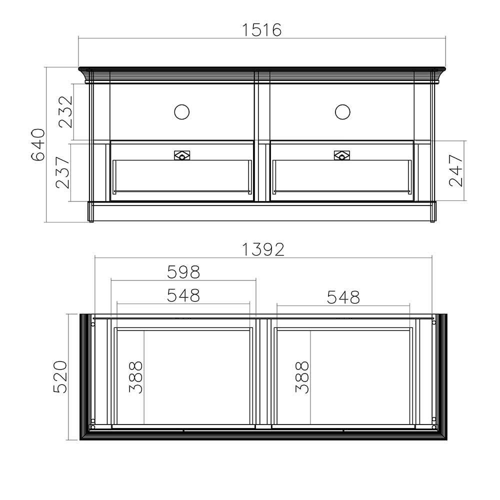 152x64x52 TV Board im Country Style - Diatara
