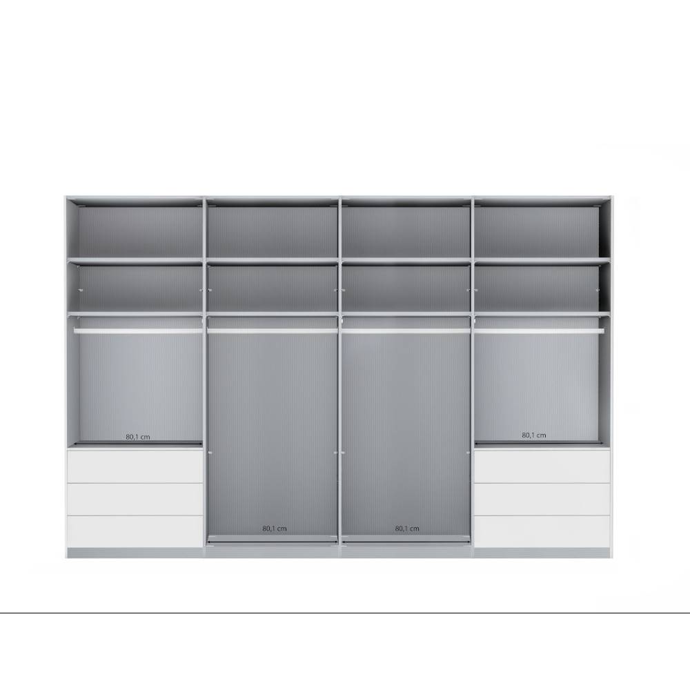 LED Passepartout Kleiderschrank mit 4 Schwebetüren - Evonila