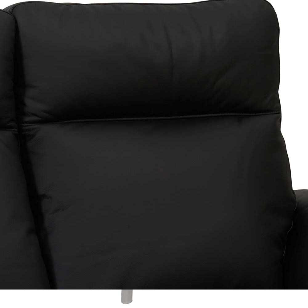 Gepolstertes Kopfteil der schwarzen Relaxcouch aus Leder – Vlatkura