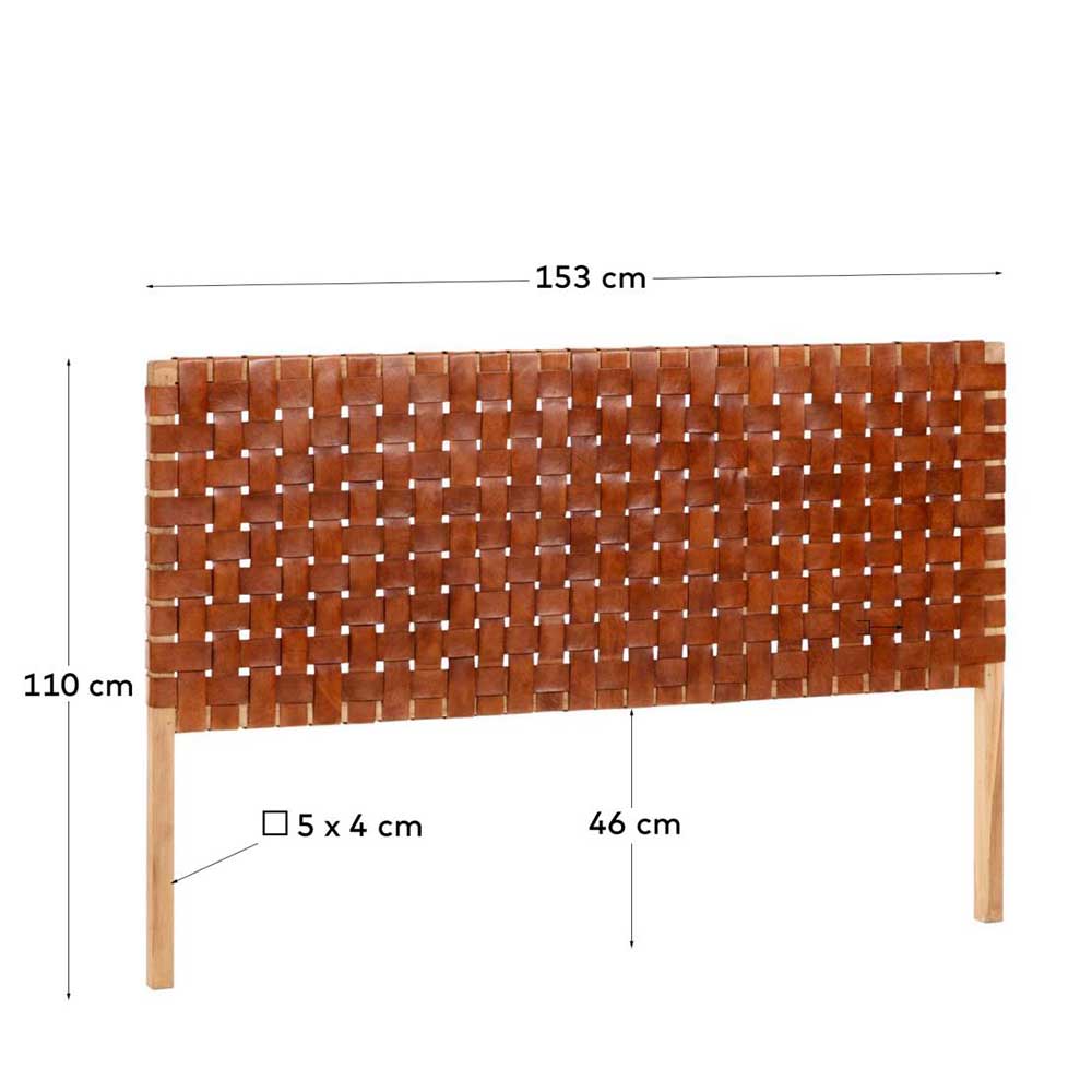 153x110x3 Bett Kopfteil aus Echtleder Geflecht - Standy