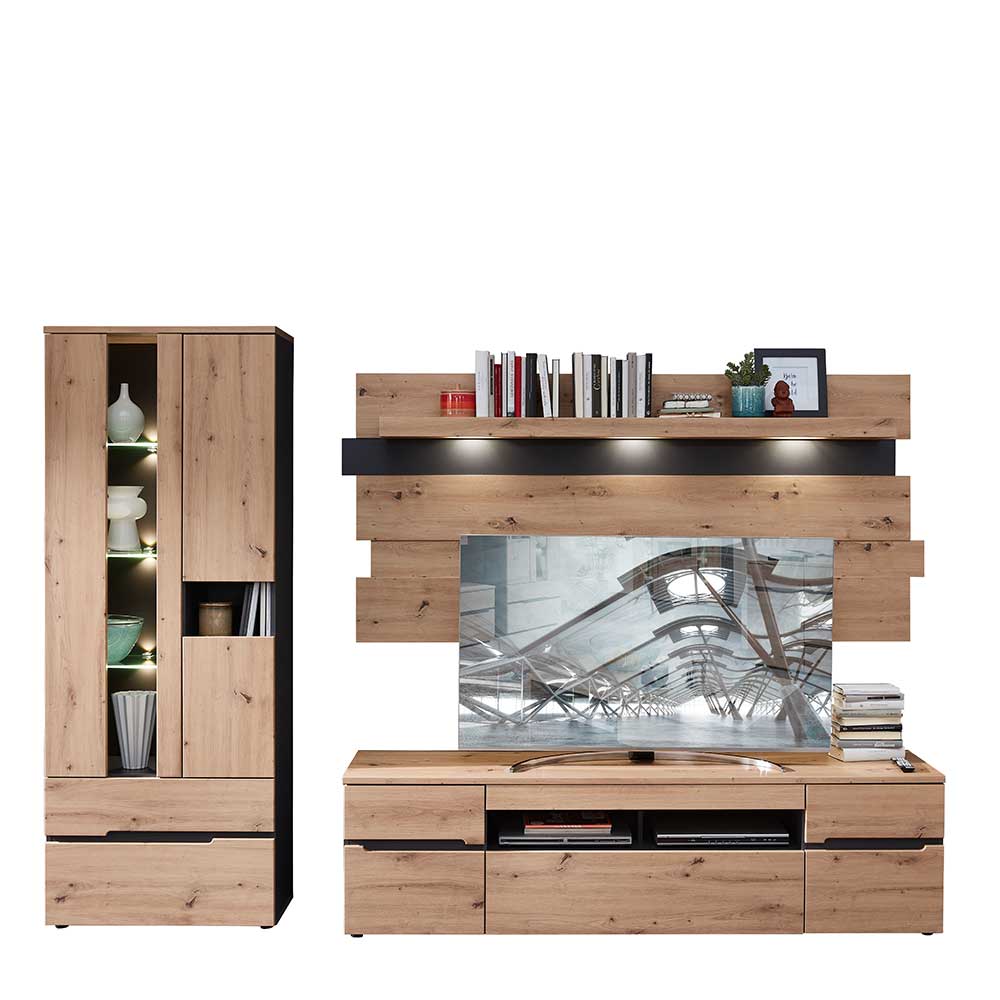 Wohnzimmer TV Anbauwand in Wildeiche - Kuetra (dreiteilig)
