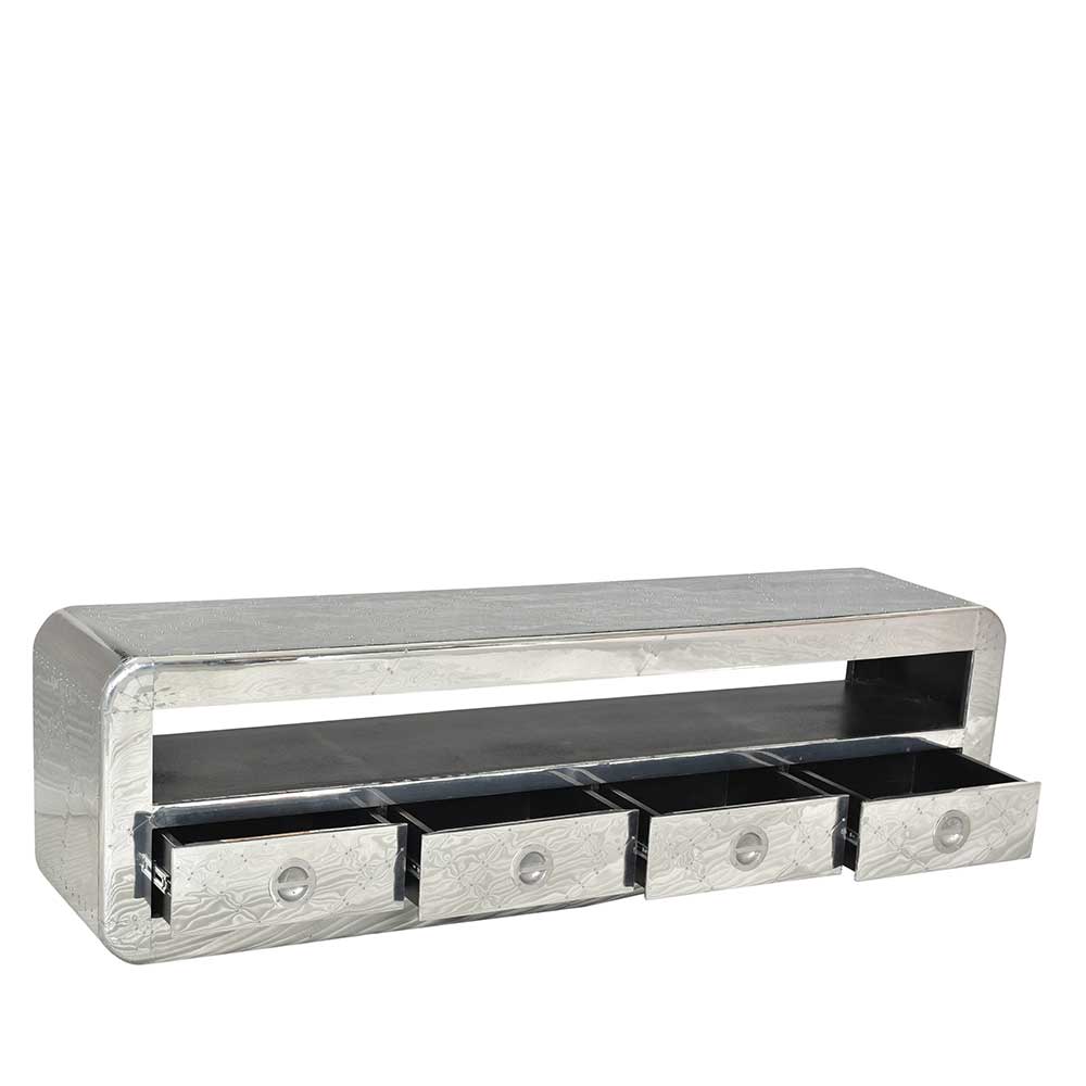 Industry TV Lowboard Pilot mit Aluminium verkleidet