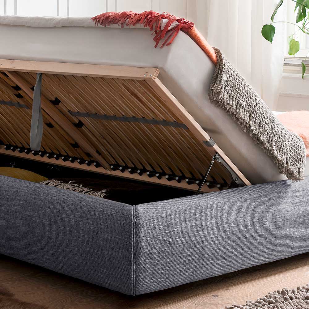 Blaues Polsterbett komplett mit Matratzen TTF - Sunset