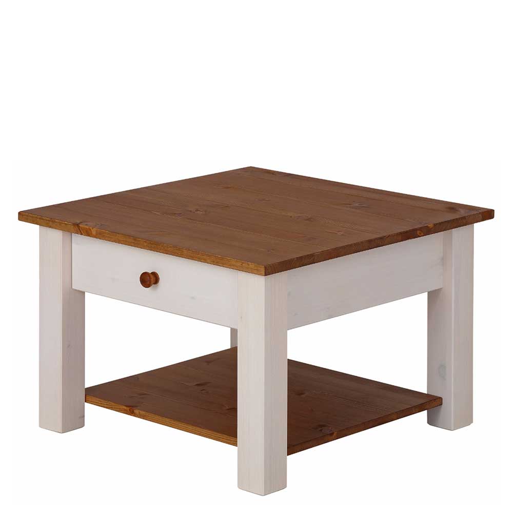 60x60 cm Landhaus Couchtisch mit Schublade - Auslava