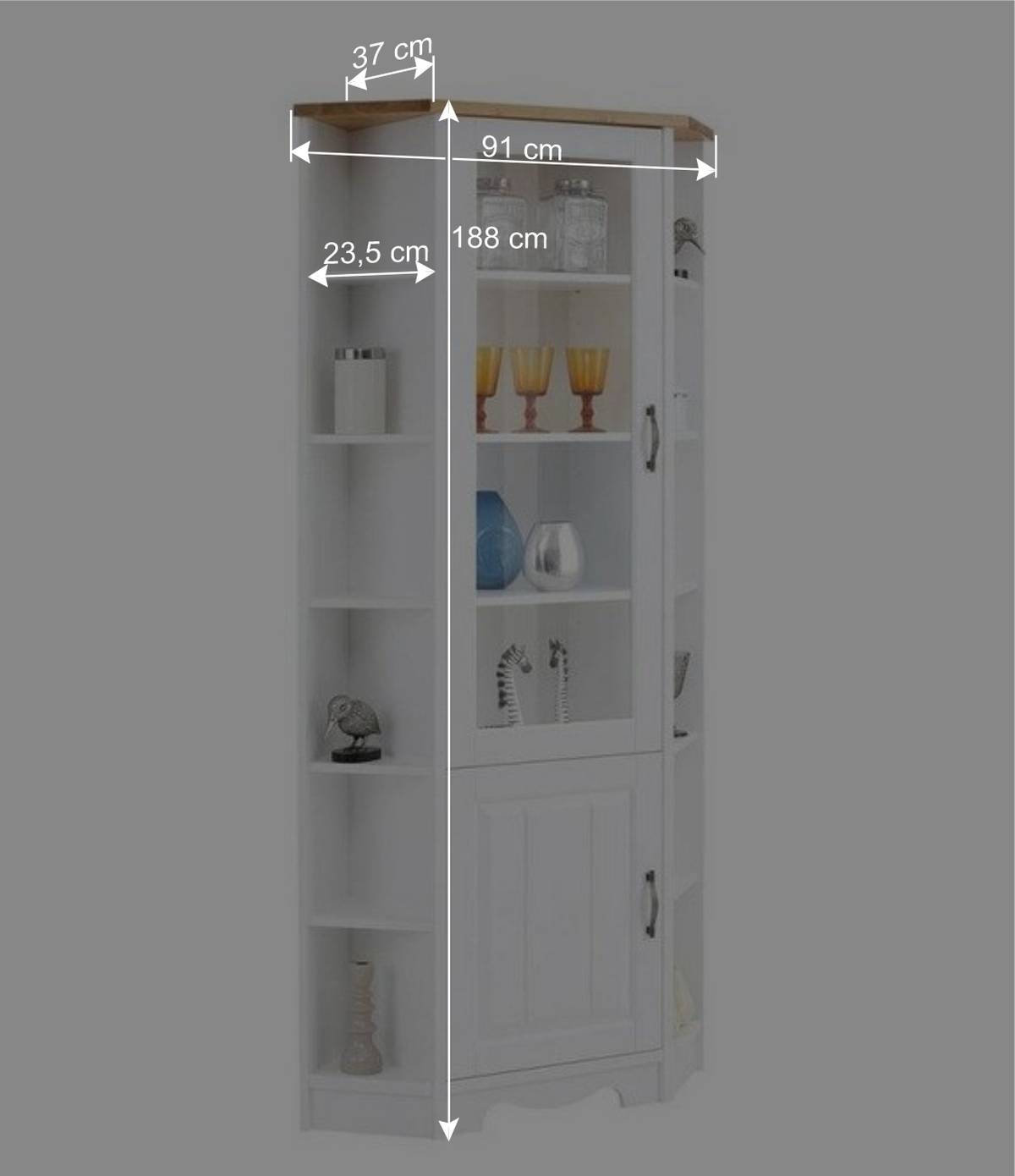 Landhaus Eckvitrine aus Kiefer zweifarbig - Ribeiro