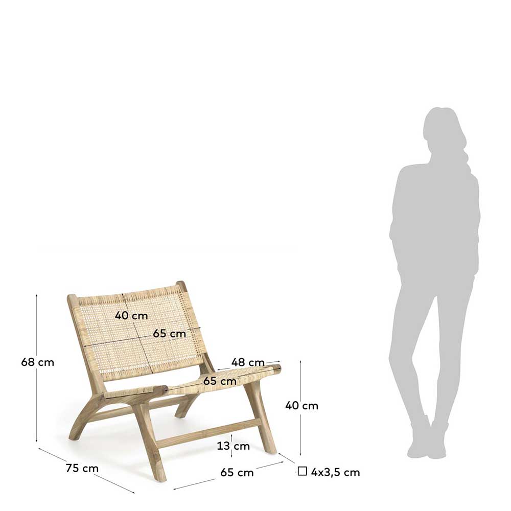 Lounge Stuhl aus Rattan und Teakholz mit allen Maßen und Abmessungen – Rimorio