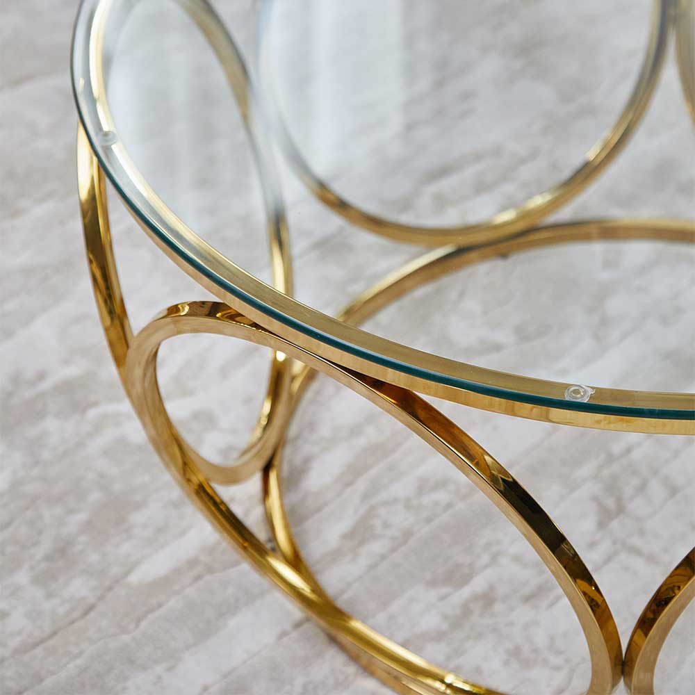 Runder Glas-Couchtisch mit Ringgestell - Meath
