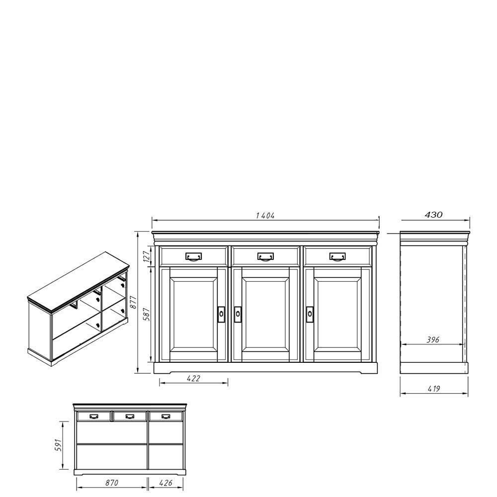 Landhaus Kombi-Kommode zweifarbig - Varicano