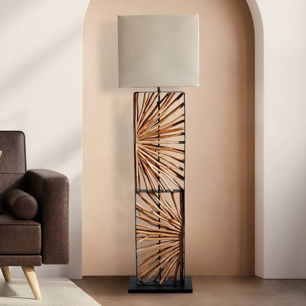 Design-Stehlampe in Beige und Schwarz - Maico