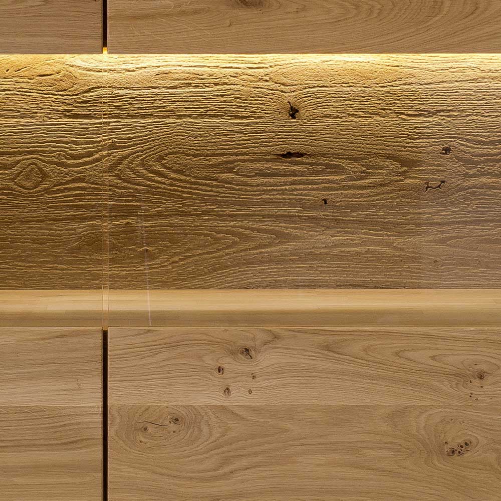 Highboard mit Glaseinsatz aus Wildeiche massiv - Millena