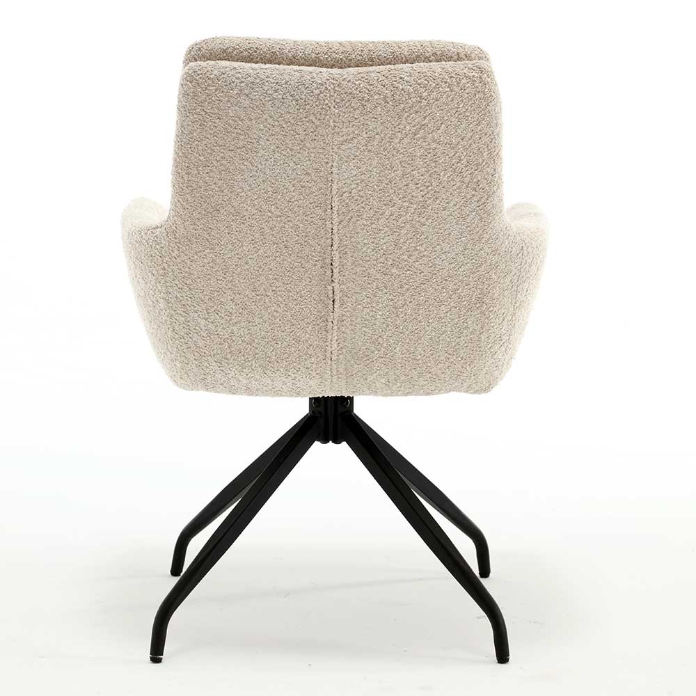 Drehbarer Tischsessel in Creme Boucle - Useda (2er Set)