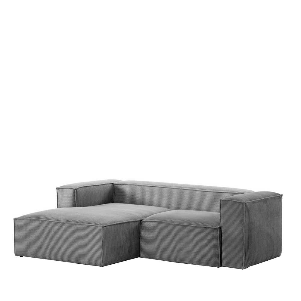 Modernes Breitcord Ecksofa in Grau - Hanyas
