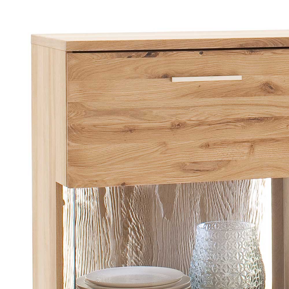Eiche Bianco Highboard mit Glas-Einsätzen - Crokas
