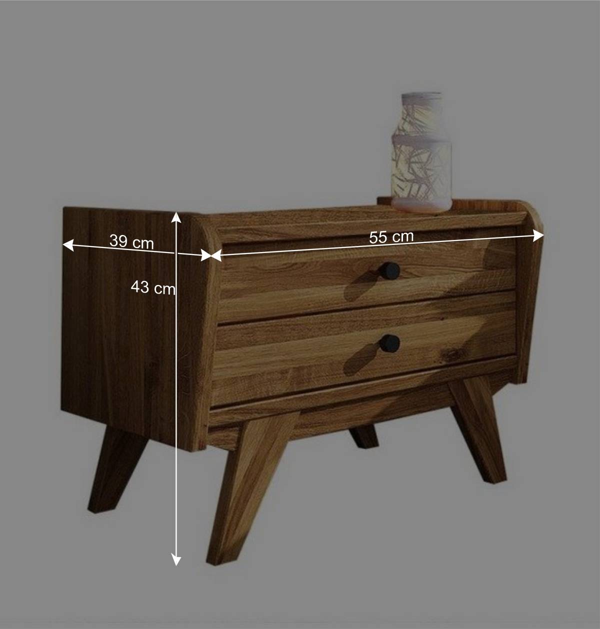 Retro Bett aus Wildeiche 190cm lang - Hardus I (dreiteilig)
