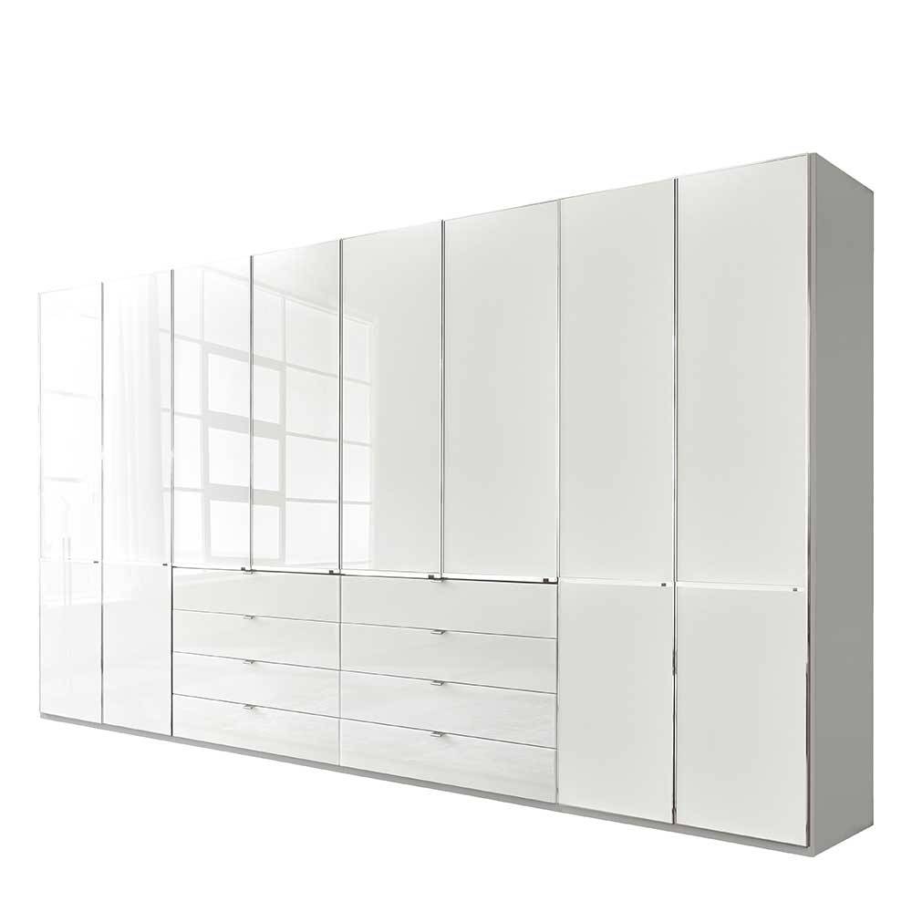 8-türiger Kleiderschrank in Weiß Glasfront - Rocca