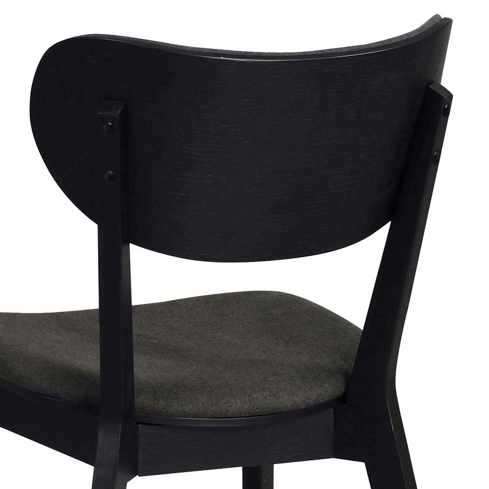Dunkle Stühle Anjal mit Holz und Webstoff (2er Set)