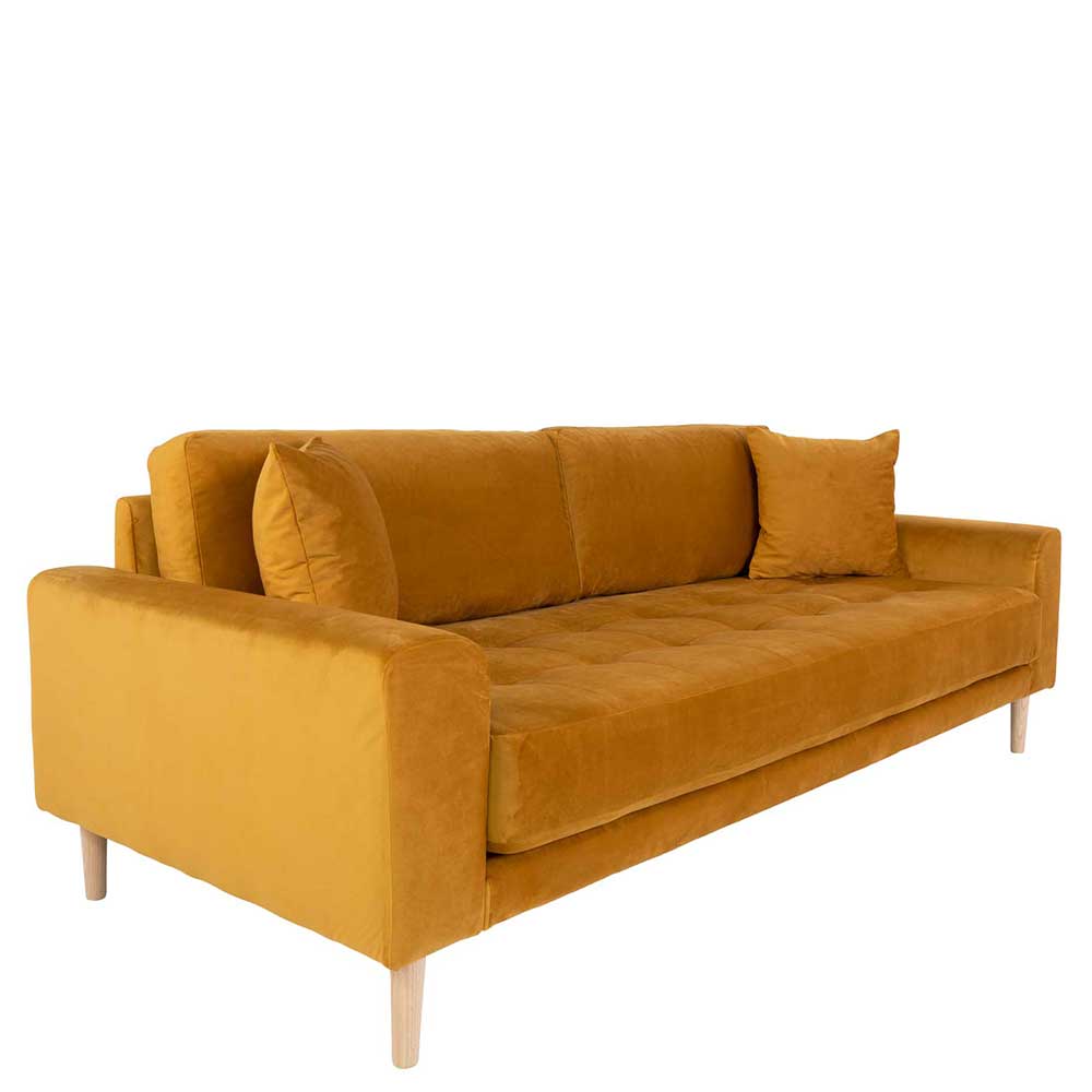Skandi Dreisitzer Sofa in Gelb & Natur - Agata