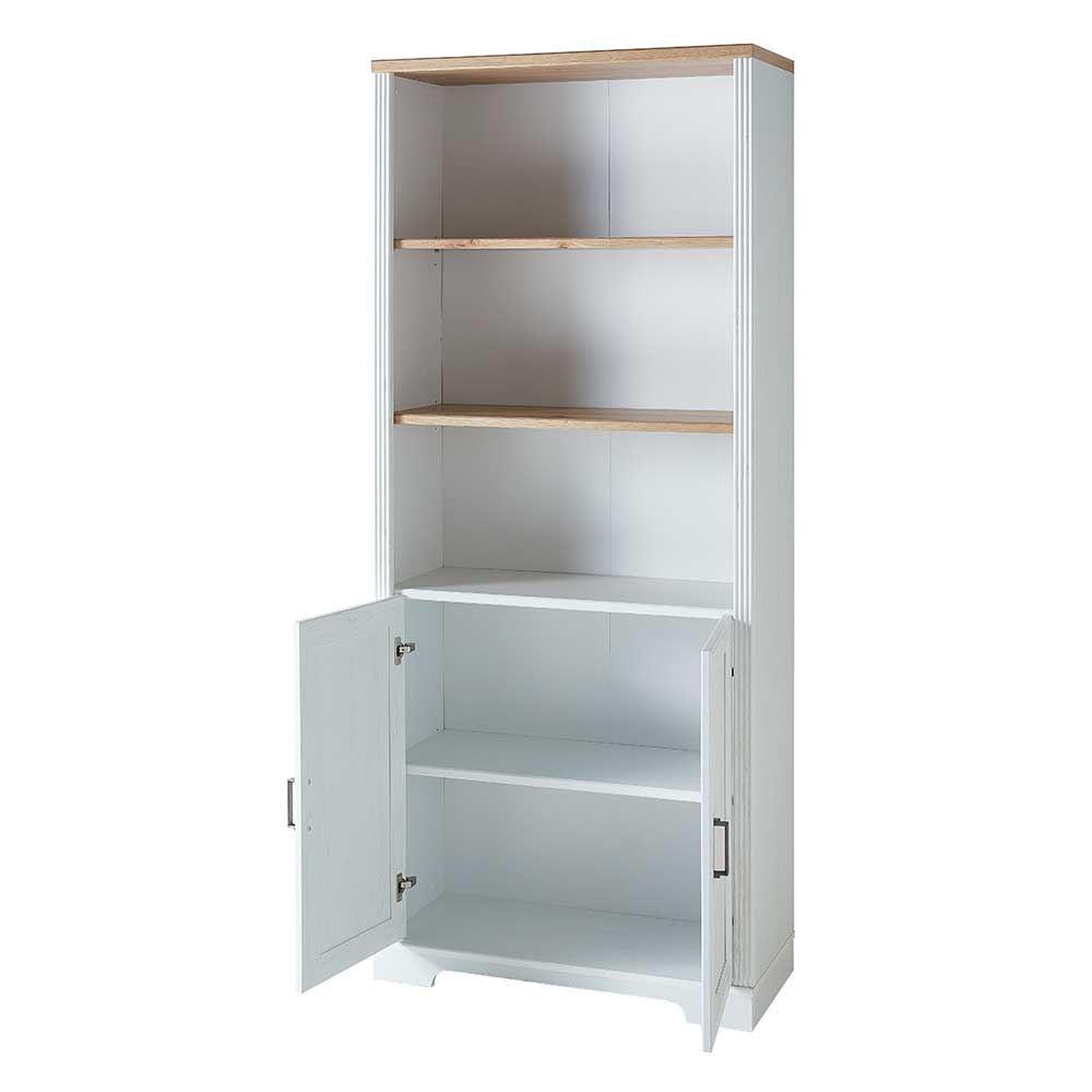 86x204x38 Landhaus Büroschrank mit drei Fächern - Mehady