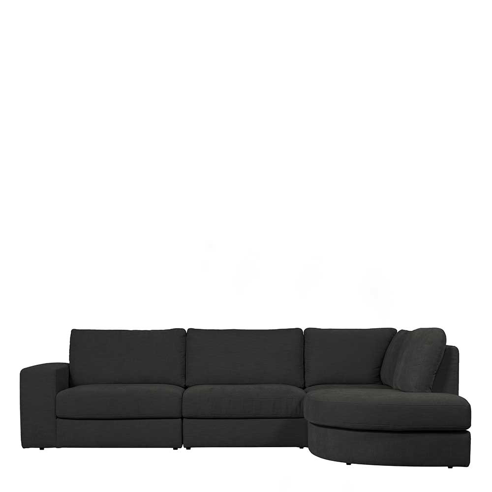 L Sofa aus Webstoff in Anthrazit - Jilatov