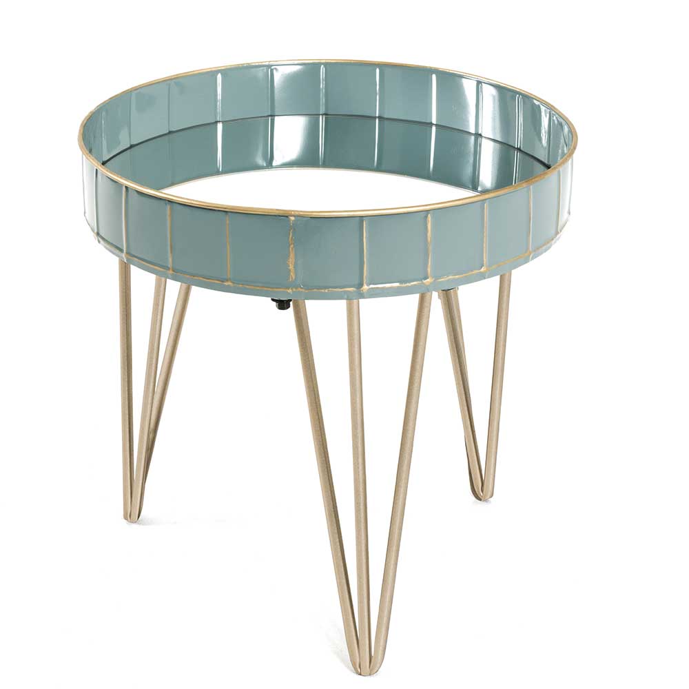 Design Beistelltisch aus Stahl in Türkis & Bronze - Dosabrinas