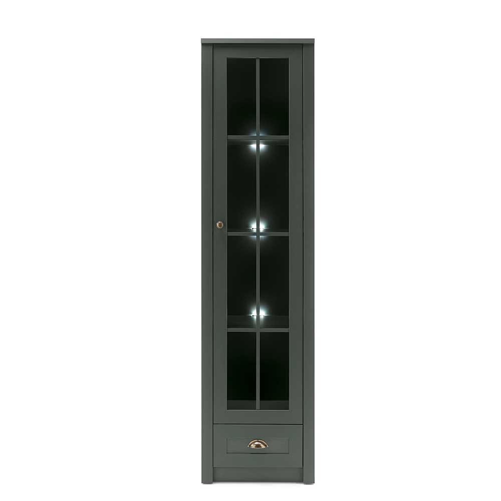 50x197x43 Country Vitrine in Dunkelgrün - Niestov