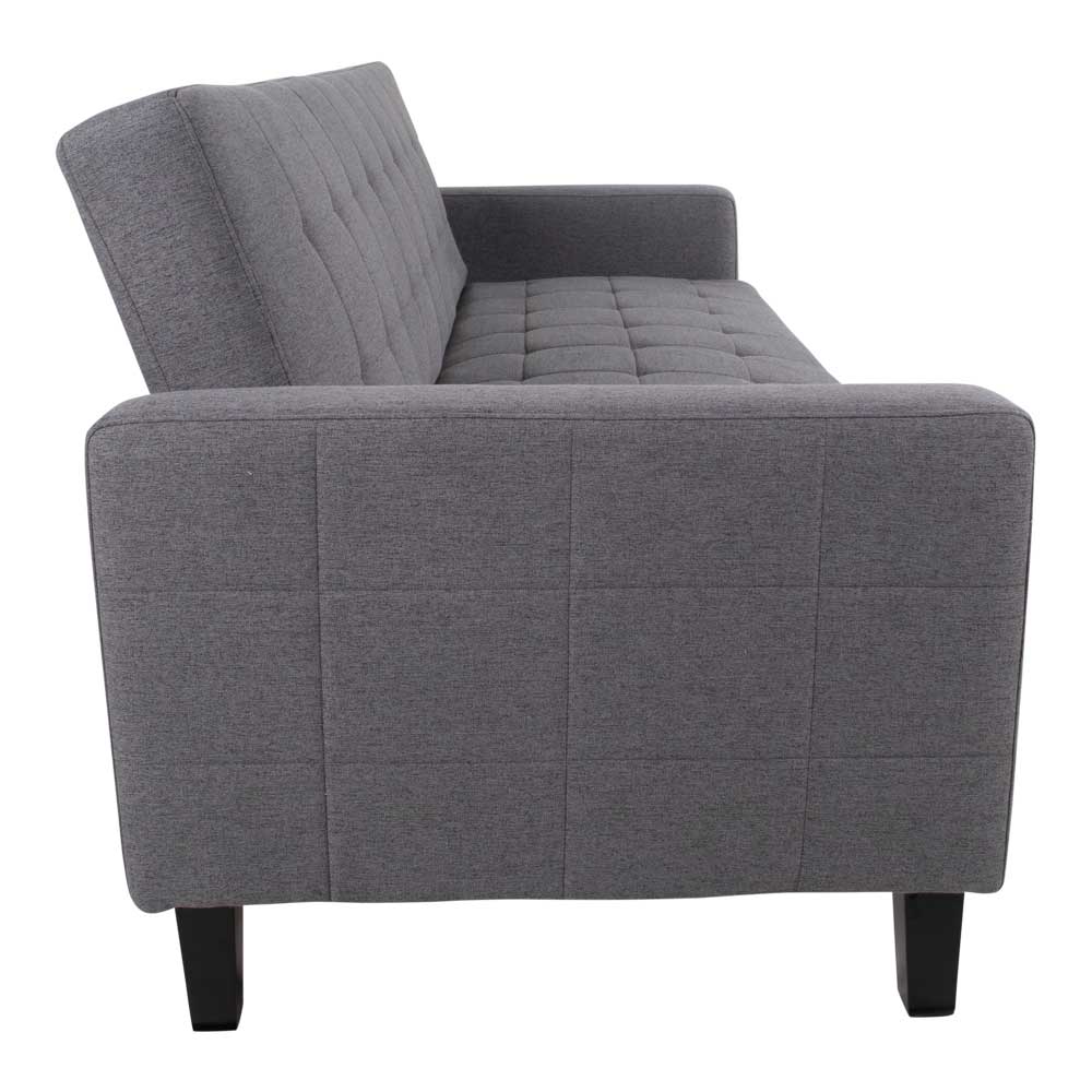 Graues 3-Sitzer Schlafsofa mit gesteppter Rückenlehne in eleganter Seitenansicht – Industry