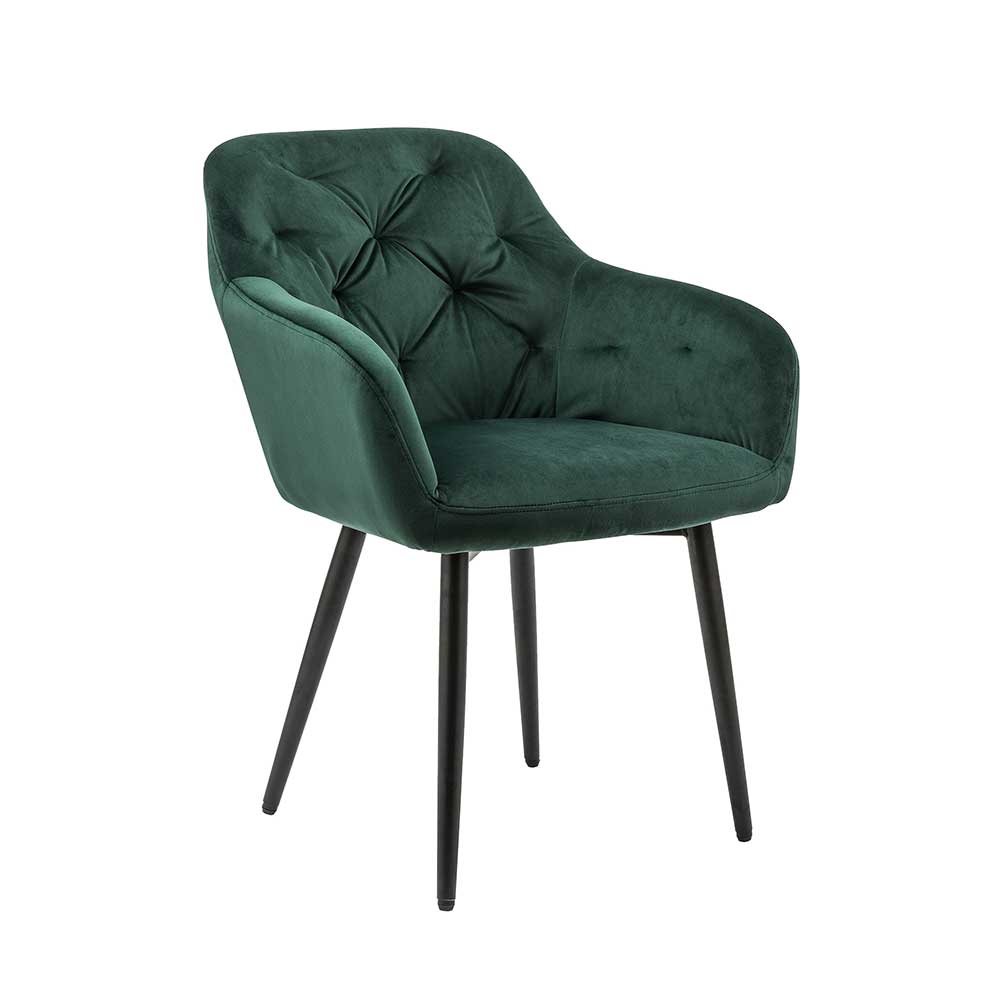 Eleganter Tischsessel in Dunkelgrün & Schwarz - Balu