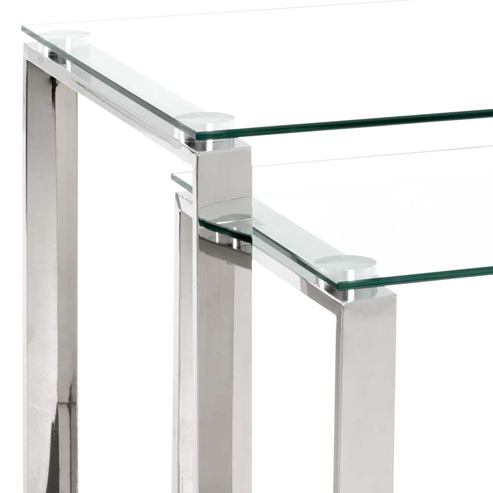 Quadratischer Satztisch aus Glas - Gatria (zweiteilig)
