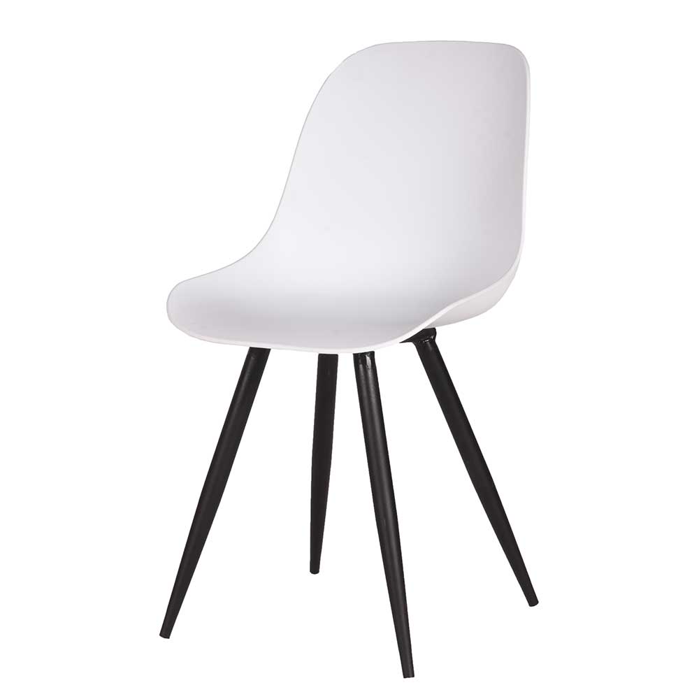 Esszimmer Schalenstuhl in Weiß Kunststoff - Saar (2er Set)