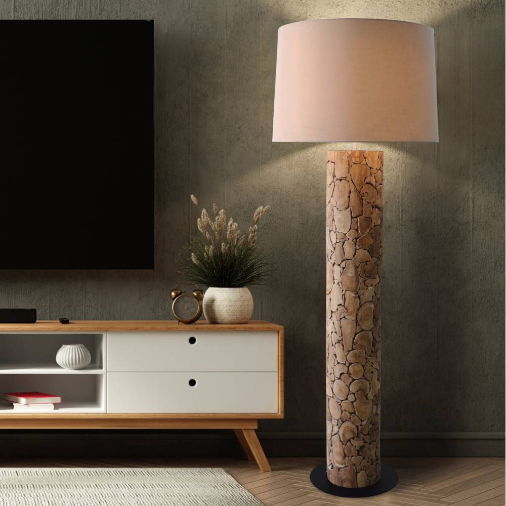Stehleuchte in Weiß und Holz Natur - Venus