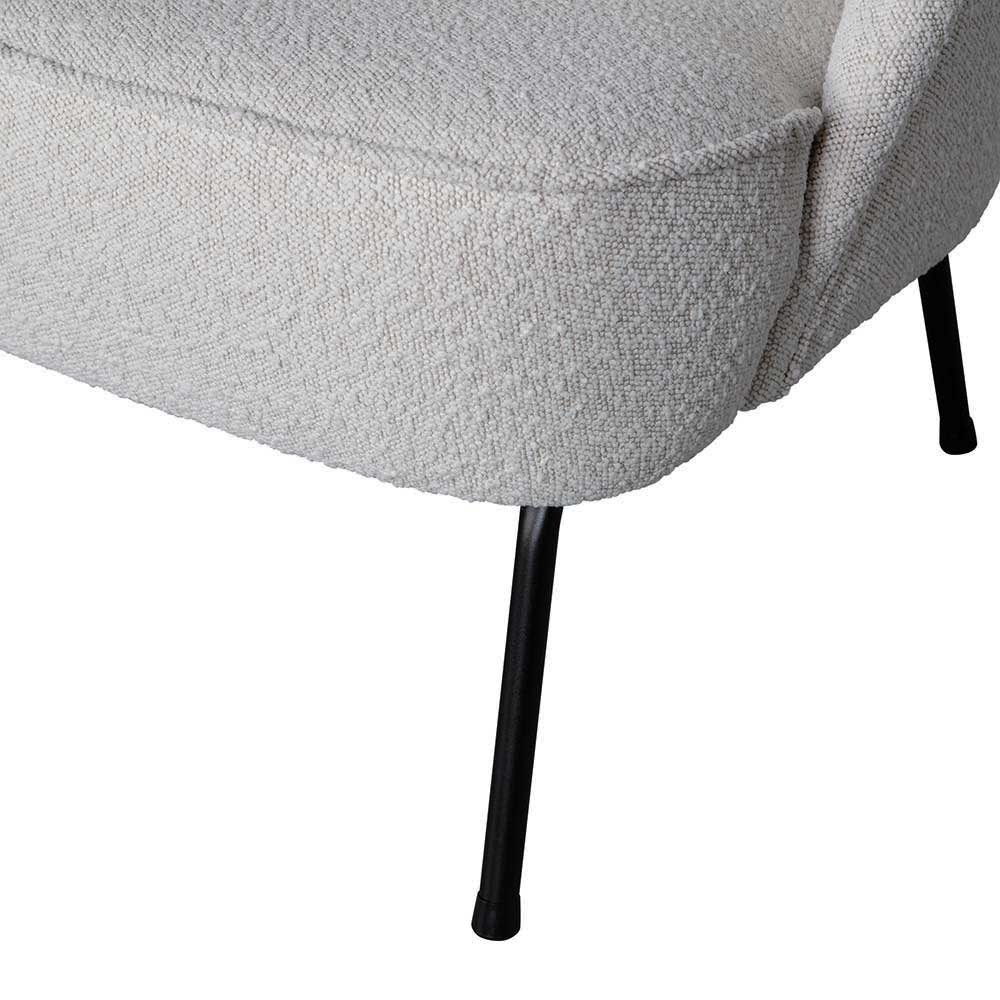 Schwarzer Metallfuß des beigegrauen Boucle Wohnzimmersessels mit schlankem Design – Jason