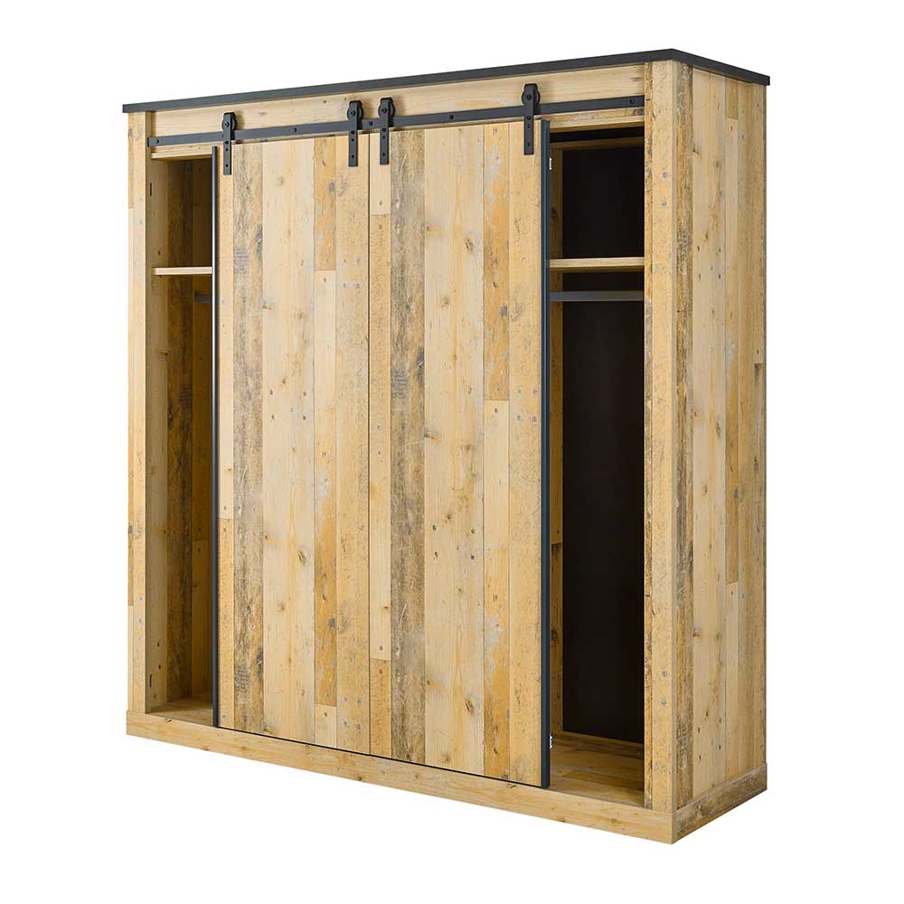 Kleiderschrank in Altholz Optik & Anthrazit - Naiavio